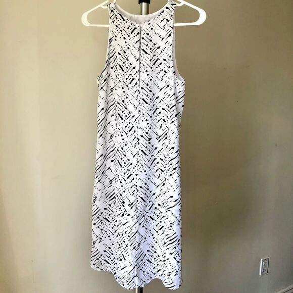 Charles HENRY White Black Abstract Sleeveless Sheath Tank Dress Sz XS - Picture 5 of 7